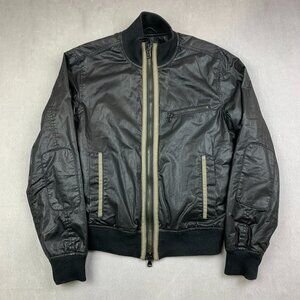 John Varvatos Mens Jacket XS Black Full Zip Cotton Bomber Faux Leather Rock